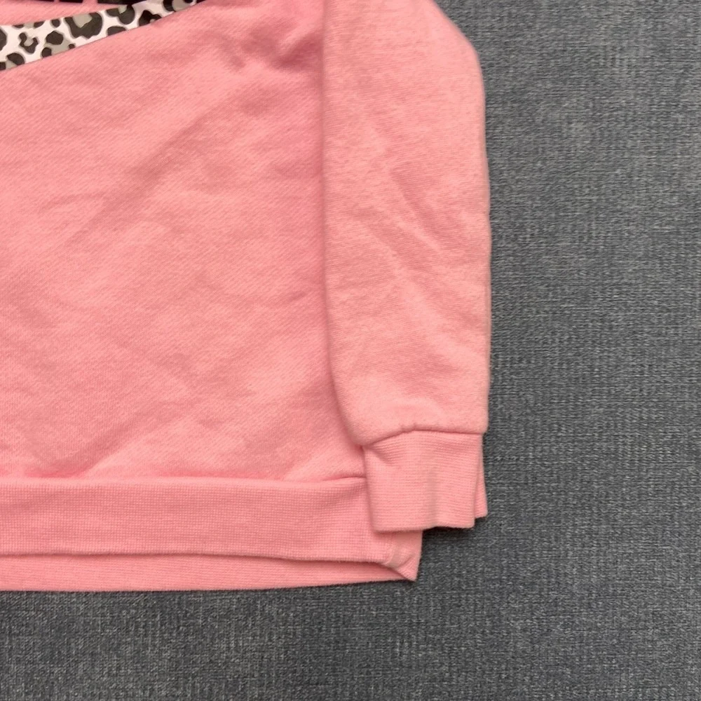 Nike Sweatshirt Toddlers 12M Pink Cotton Fleece Lined Ribbed Hem Swoosh Logo